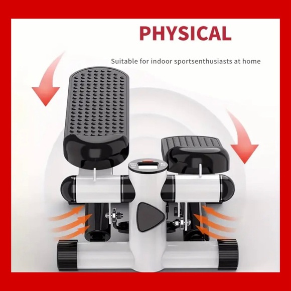 WHITE Hydraulic Fitness Stepper With LcD Monitor & Resistance Bands - Picture 3 of 8